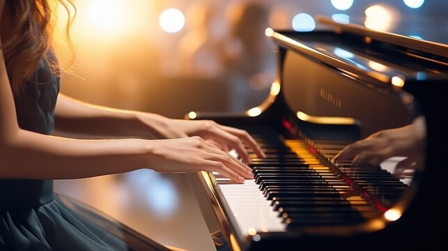  a woman's hand playing the piano keys, 