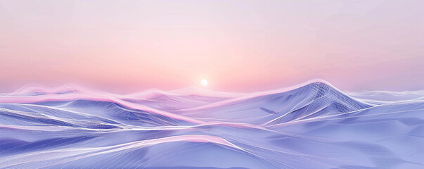 Winter sunrise gradient from icy violet to pale pink in a frosty abstract wireframe tranquil  soothing