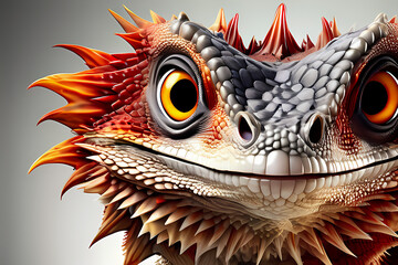 red dragon head, dinosaur cartoon illustration isolated on abstract background