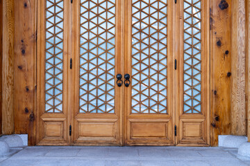 View of the door in the traditional Korean house