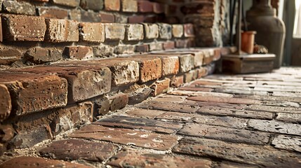 Explore the rustic elegance of centuries-old bricks, their weathered surface a testament to enduring craftsmanship.