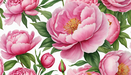 Watercolor Peony Blossom Bouquet: A Romantic Botanical Illustration Collection