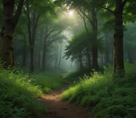 A beautiful landscape including path in the forest