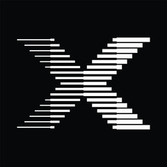 Fototapeta premium Letter X logo with abstract geometric horizontal lines