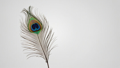 Generative AI creates a photorealistic image of an isolated peacock feather with a transparent background and copy space 