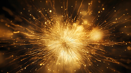 Obraz premium Digital yellow gold exploding firework illustration abstract graphic poster web page PPT background