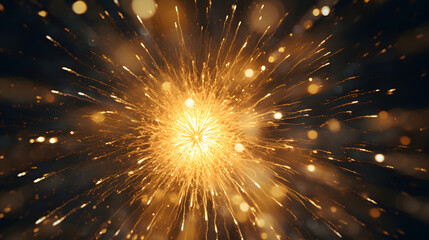 Fototapeta premium Digital yellow gold exploding firework illustration abstract graphic poster web page PPT background