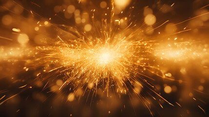 Digital yellow gold exploding firework illustration abstract graphic poster web page PPT background