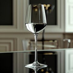 elegance of sleek stemware from a low-angle view in a digital photorealistic style, highlighting reflections and clarity - obrazy, fototapety, plakaty