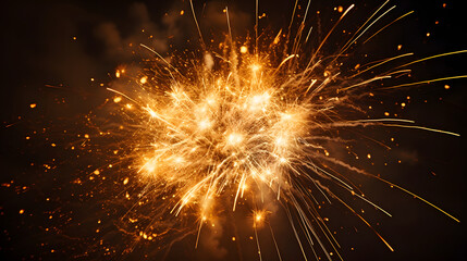 Obraz premium Digital yellow gold exploding firework illustration abstract graphic poster web page PPT background