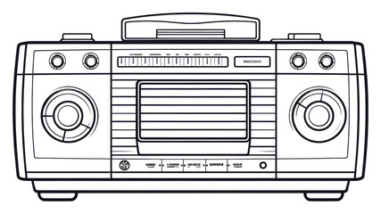 Obraz premium PNG Radio electronics sketch line.