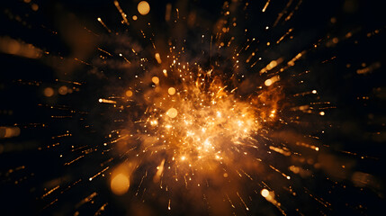 Obraz premium Digital yellow gold exploding firework illustration abstract graphic poster web page PPT background
