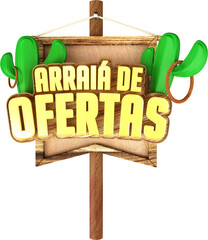 selo 3d varejo festa sao joao, arraia de ofertas descontos de festa junina no brasil © Wersiley