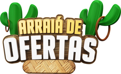 selo 3d varejo festa sao joao, arraia de ofertas descontos de festa junina no brasil © Wersiley