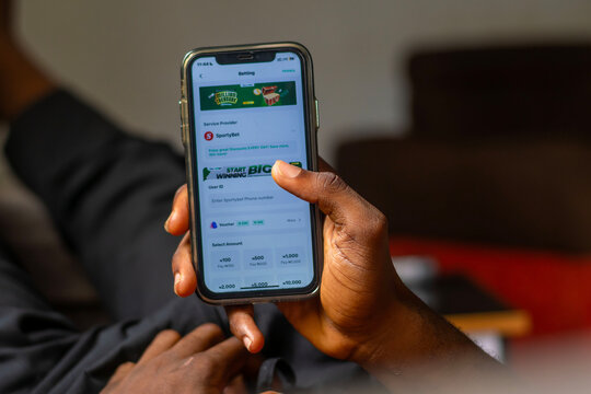 Lagos, Nigeria - May 5 2024 : Closeup logo of African fintech OPay on iPhone. Opay is a Nigeria based company that facilitates mobile and betting transactions through its smartphone app.