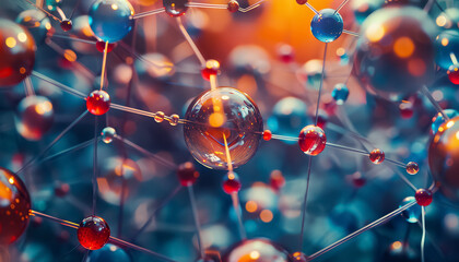 A close up of a blue and purple image of molecules