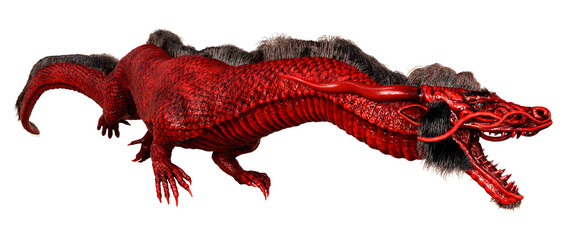 3D Rendering Eastern Dragon on White