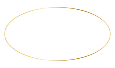 Golden ellipse horizontal frame. Vector outline thin oval aesthetic geometric shine border for invitations design
