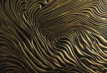 Obraz premium Golden and Black Wave Pattern Decorative Wallpaper with Elegant Arabesque Design