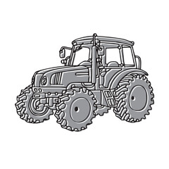 Illustration of agricultural tractor for cultivation and harvesting 