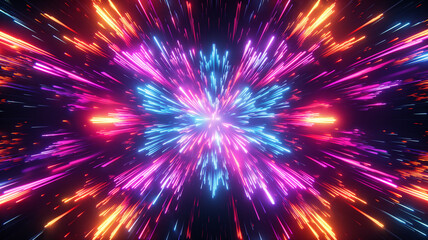 A colorful line of light is displayed on a black background