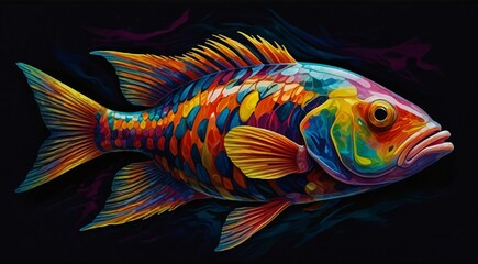  colorful fish with a black background