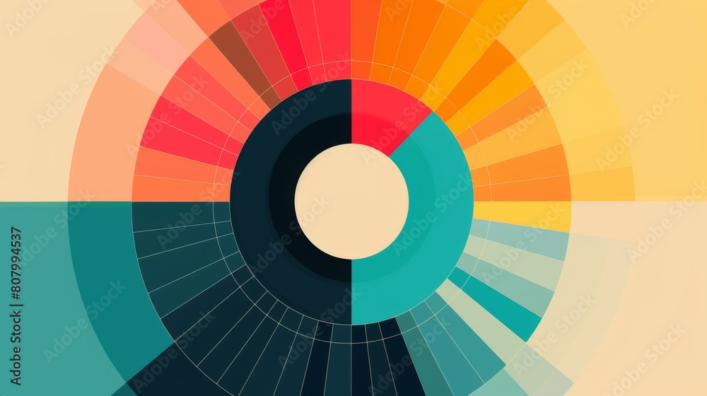 Poster a donut chart displaying data composition, with a central hole for additional context