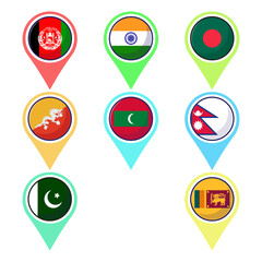 Flat vector of South Asian countries flag icon mascot collection