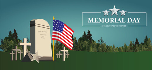 Memorial day American solders Remember and Honor vector poster