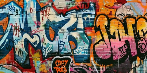 Fototapeta premium grungy artistic messy graffiti wall abstract background, Generative Ai