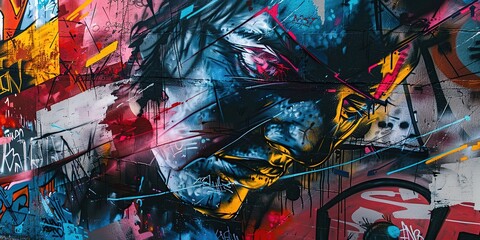 Fototapeta premium grungy artistic messy graffiti wall abstract background, Generative Ai