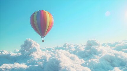 Obraz premium 3d balloon floating in the blue sky with coulds