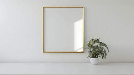 Retro gold frame mockup with thin border. Vintage elegance for picture or artwork display. AI generative technology.