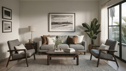 Fototapeta premium Uncluttered living room with simple furnishings