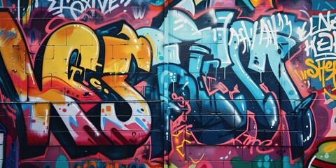 Obraz premium grungy artistic messy graffiti wall abstract background, Generative Ai