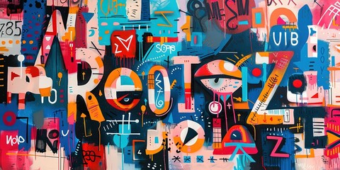 Naklejka premium grungy artistic messy graffiti wall abstract background, Generative Ai