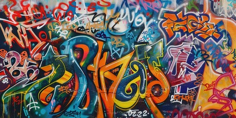 Fototapeta premium grungy artistic messy graffiti wall abstract background, Generative Ai