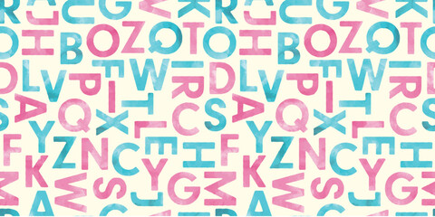水彩アルファベットのシームレスパターン
Watercolor alphabet background. Seamless pattern.Vector. 