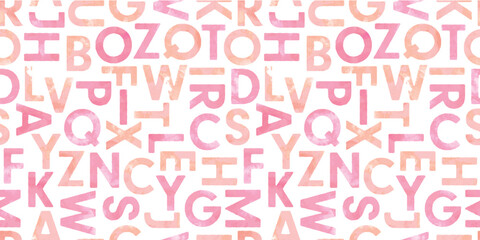 水彩アルファベットのシームレスパターン
Watercolor alphabet background. Seamless pattern.Vector. 