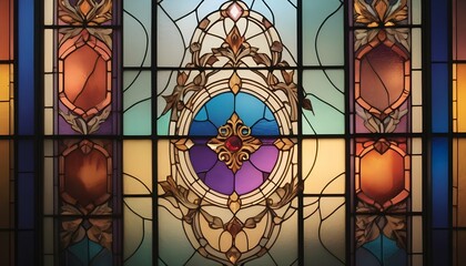 A stained glass window with gradients of jewel ton upscaled 2