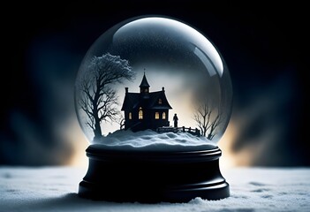 Dark and mysterious snow globe ai image dark shado (4)