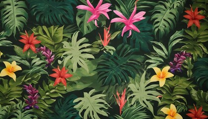 A lush jungle floor carpeted with exotic flowers upscaled 4