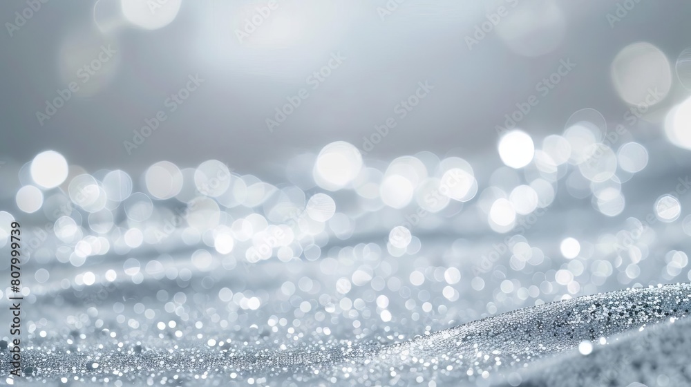 Wall mural soft silver shine with subtle sparkles, creating a serene and elegant backdrop suitable for sophisti