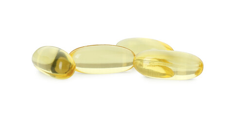 Vitamin capsules isolated on white. Health supplement