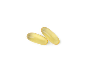 Vitamin capsules isolated on white, top view. Health supplement