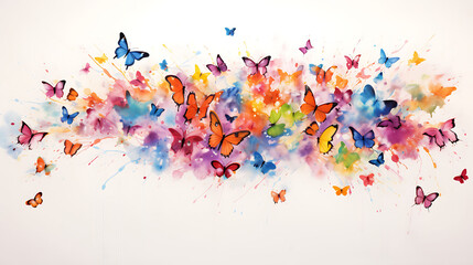 A chaotic yet beautiful watercolor splash that captures the essence of a butterfly's flight