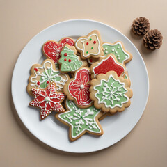  Three-dimensional generative AI design of homemade Christmas cookies on a transparent background 