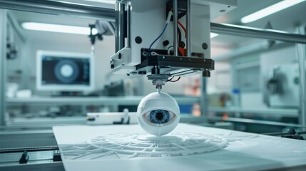 3D printer is creating eyes in a lab. Generative Ai