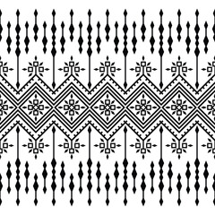 Geometric border ethnic seamless pattern black and white color. for background or clothing and printed fabric