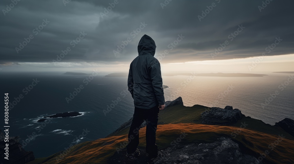 Canvas Prints Solitary Explorer Contemplating Nature at Dusk